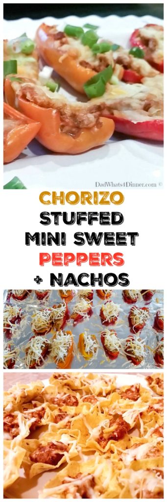 These Chorizo Stuffed Mini Sweet Peppers are the perfect appetizer for a summer night gathering with friends. Easy to make and not to spicy.