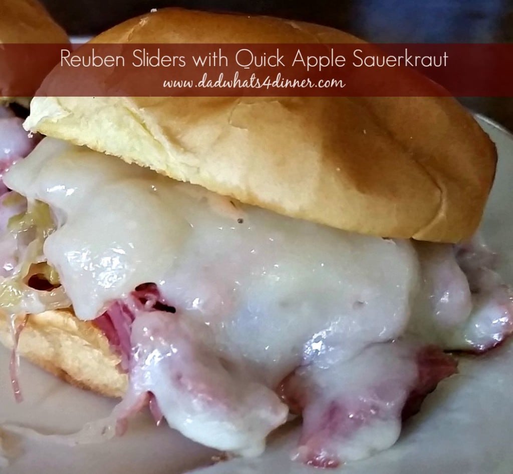 Make these Reuben Sliders with Quick Apple Sauerkraut to celebrate Okotoberfest or for a great tailgating smack for the big game,