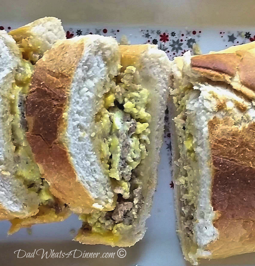 Cheesy Garlic Bread Breakfast Sandwich | http://dadwhats4dinner.com/
