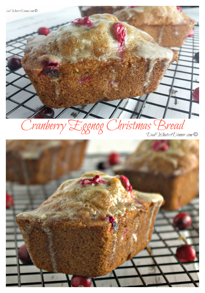 Eggnog Anyone!! My Cranberry Eggnog Christmas Bread brings you all the flavors of the season in a wonderful little bread!