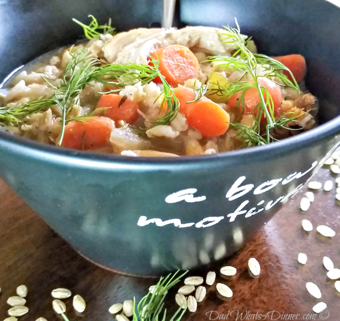 Slow Cooker Creamy Chicken Barley Soup | http://dadwhats4dinner.com