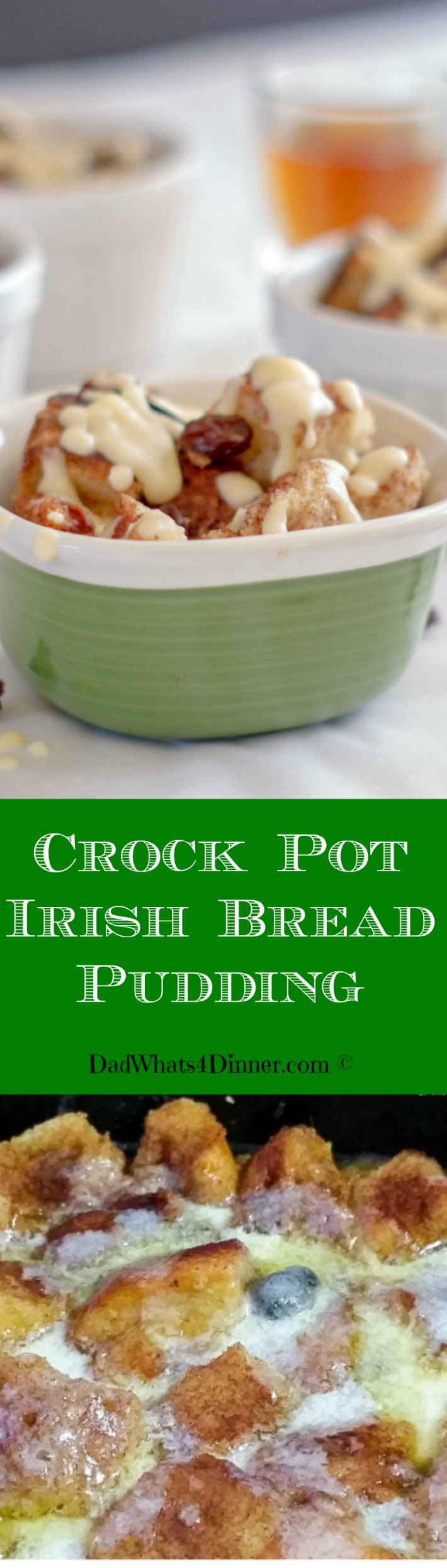 Are you ready to get your green on with my Irish Bread Pudding. But wait, it gets even better because it is made in your crock pot.