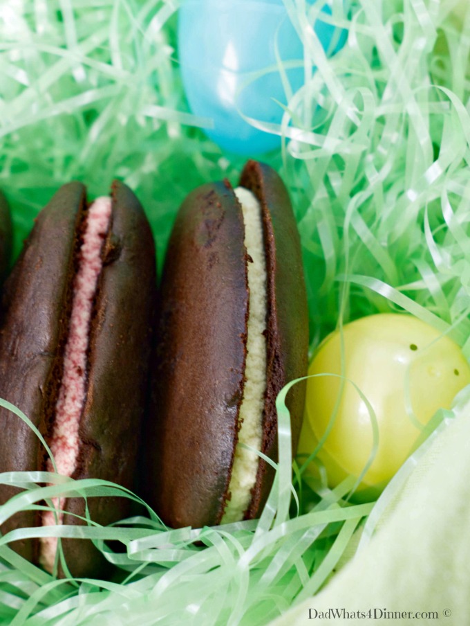 An alternative to store bought Easter candy, these Whoopie Pies would be the perfect treat from the "Bunny".