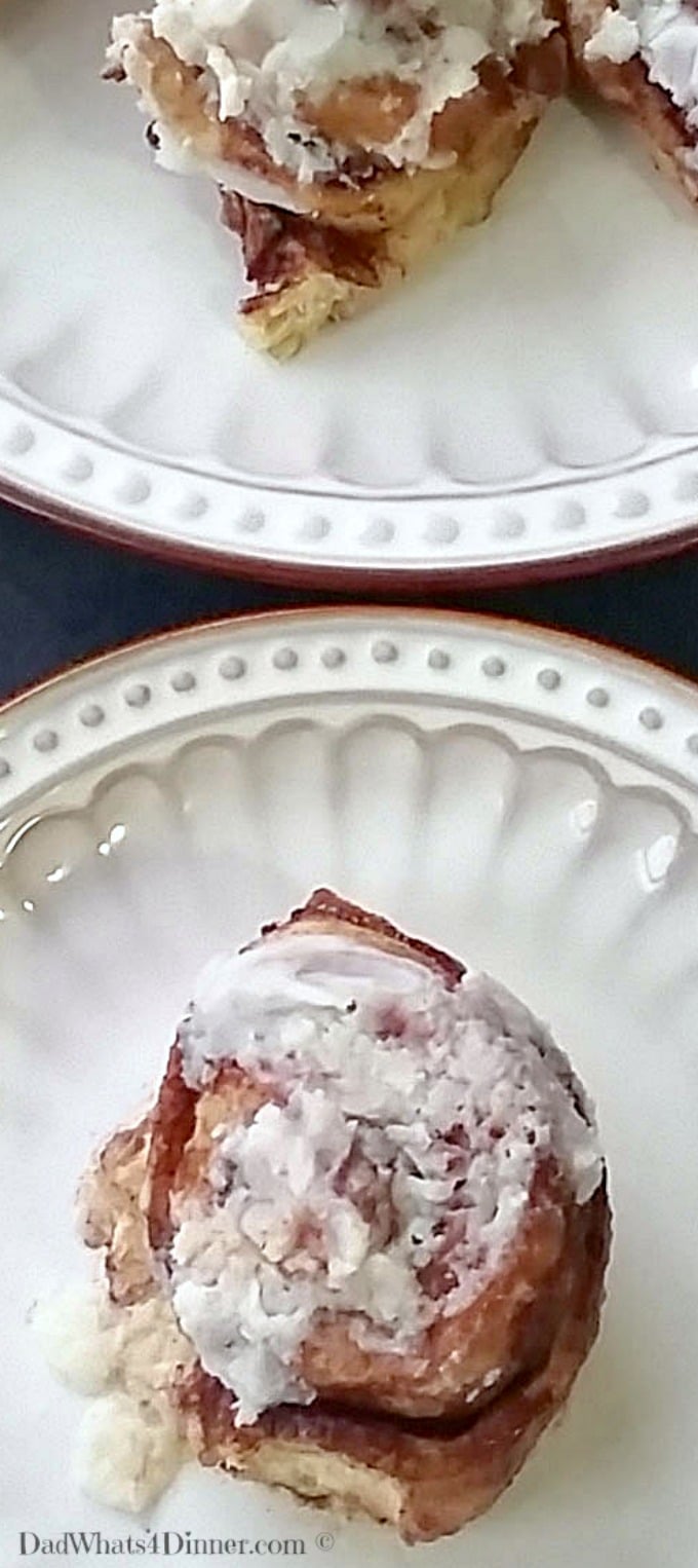 Warm gooey Maple Bacon Cinnamon Rolls are perfect for a weekend brunch or tailgating at your next soccer weekend.