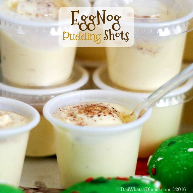 Santa doesn't want milk and cookies this year he wants my Eggnog Pudding Shots. The classic Holiday drink transformed into a creamy adult treat.