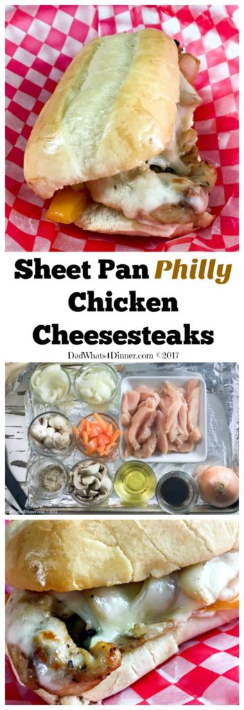 Sheet Pan Philly Chicken Cheesesteaks is a quick and easy way to get your cheesesteak fix at home. Clean up is a snap using only one sheet pan.