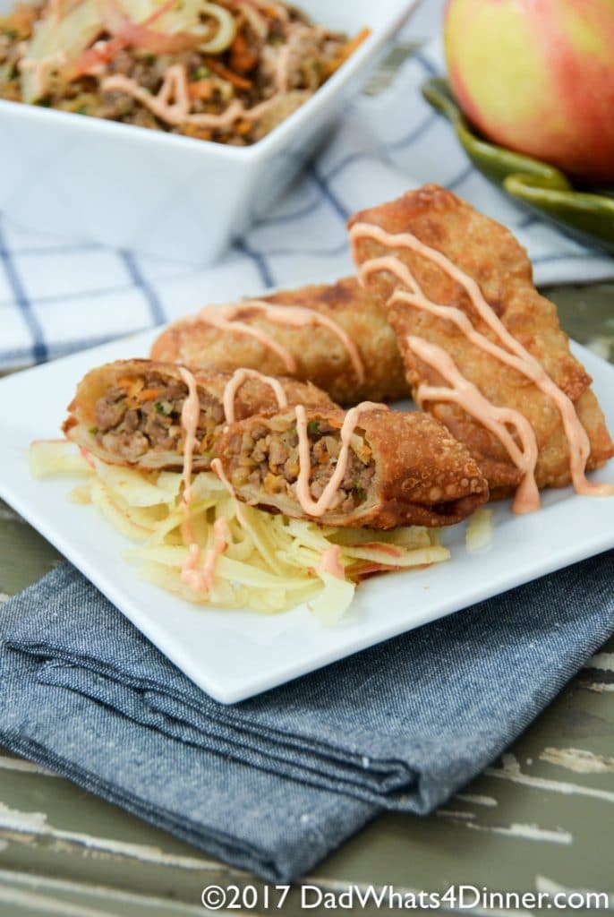You will get addicted to my Apple Crack Slaw Egg Rolls with Creamy Sriracha Sauce! Destined to be your new favorite fall appetizer or dinner.
