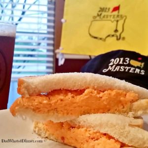 Southern Pimento Cheese Sandwich is a simple masterpiece of flavors. Perfect sandwich to eat while watching The Masters golf tournament.