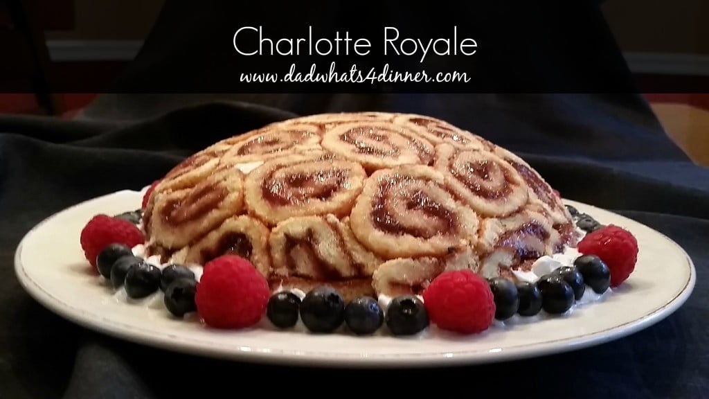Charlotte Royale with raspberry jam filled with raspberry Kirsch Bavarian cream