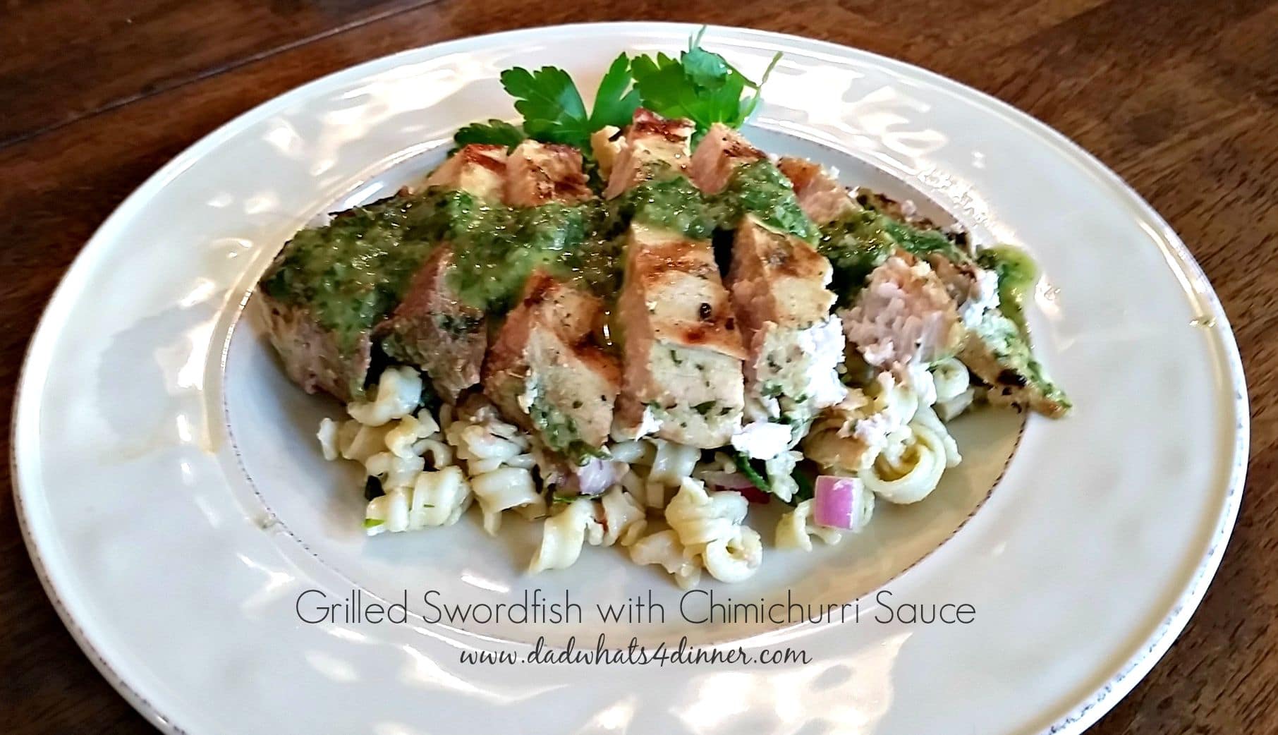 Grilled Swordfish with Chimichurri Sauce is a simple healthy grilling recipe bursting with bold flavors of the Chimichurri sauce!