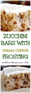 Zucchini Bars with Cream Cheese Frosting is a great use for all of your extra zucchini harvest. You will never know it is made with zucchini.