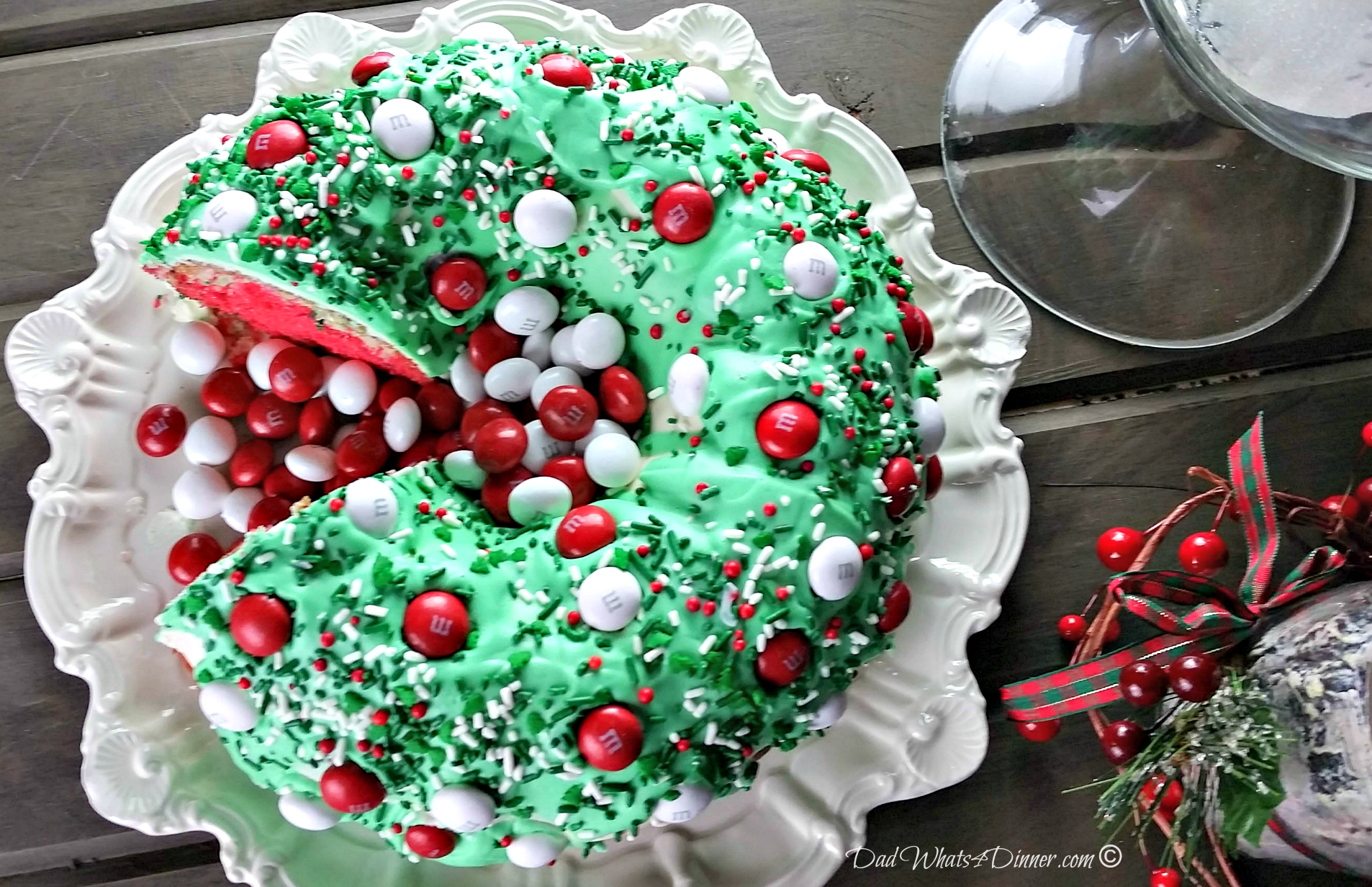 Christmas M&M's® Bundt Cake is the perfect dessert for all of your Holiday gatherings.. Kids and adults will love this festive cake..