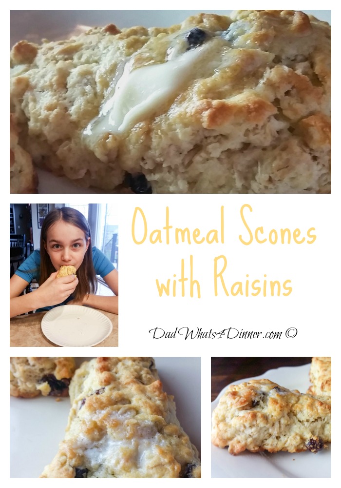Super simple and satisfying Oatmeal Raisin Scones are perfect for a cold Saturday morning or anytime when you want a great breakfast bread! | https://dadwhats4dinner.com
