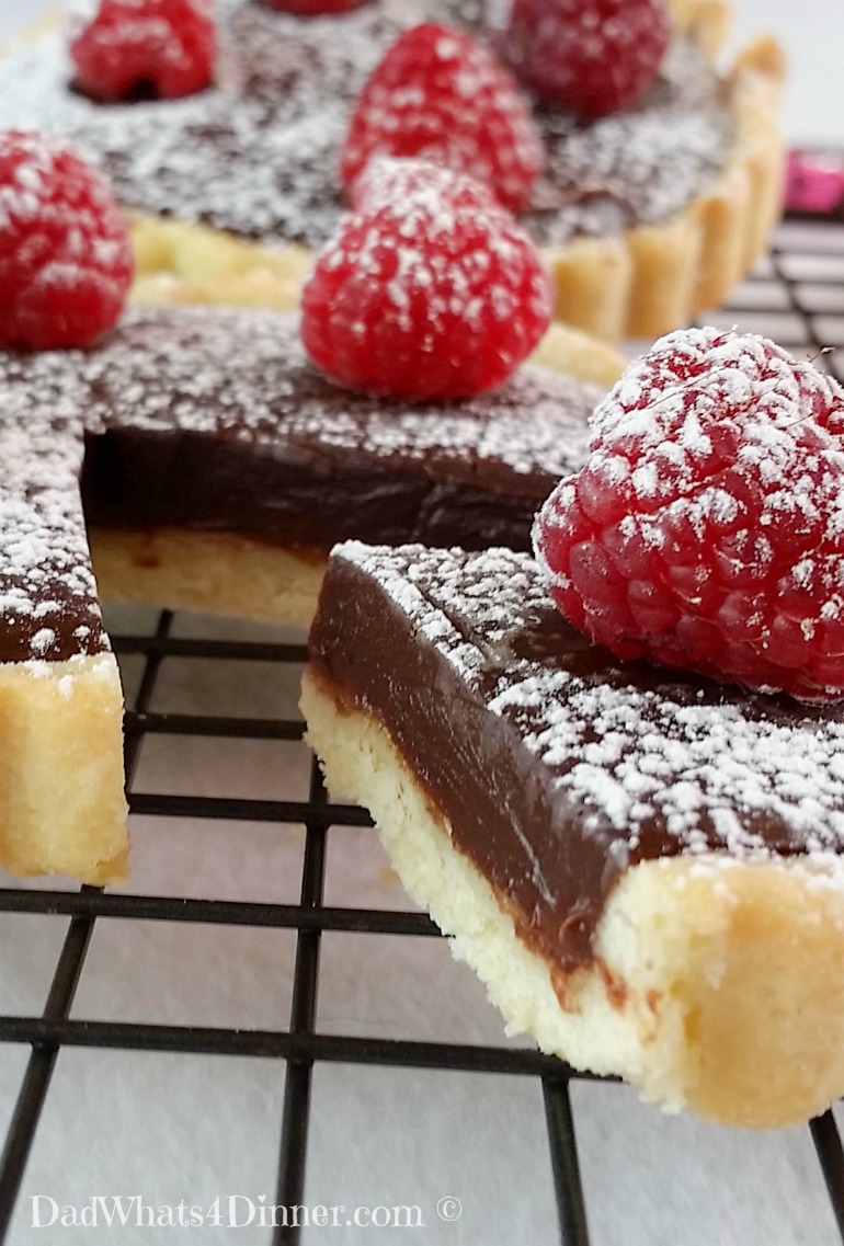 If you want to impress your significant other, make this Chocolate Raspberry Tart. The ultimate Valentine's Day dessert! | https://dadwhats4dinner.com