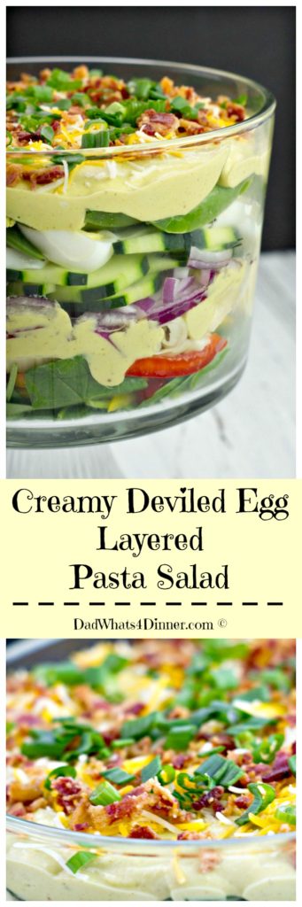 The dressing in my Creamy Layered Pasta Salad has to be the best dressing I think I have ever made. Creamy, eggy, tangy and bold!