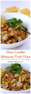 My easy Slow Cooker Mexican Pork Stew is an awesome weeknight meal. Loaded with protein and veggies, your family will love it!