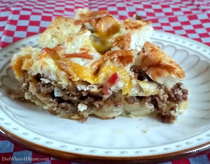 My Bacon Cheeseburger Bread Pudding Bake is a great alternative to a simple cheeseburger. All the flavors of a cheeseburger in an easy to make casserole!