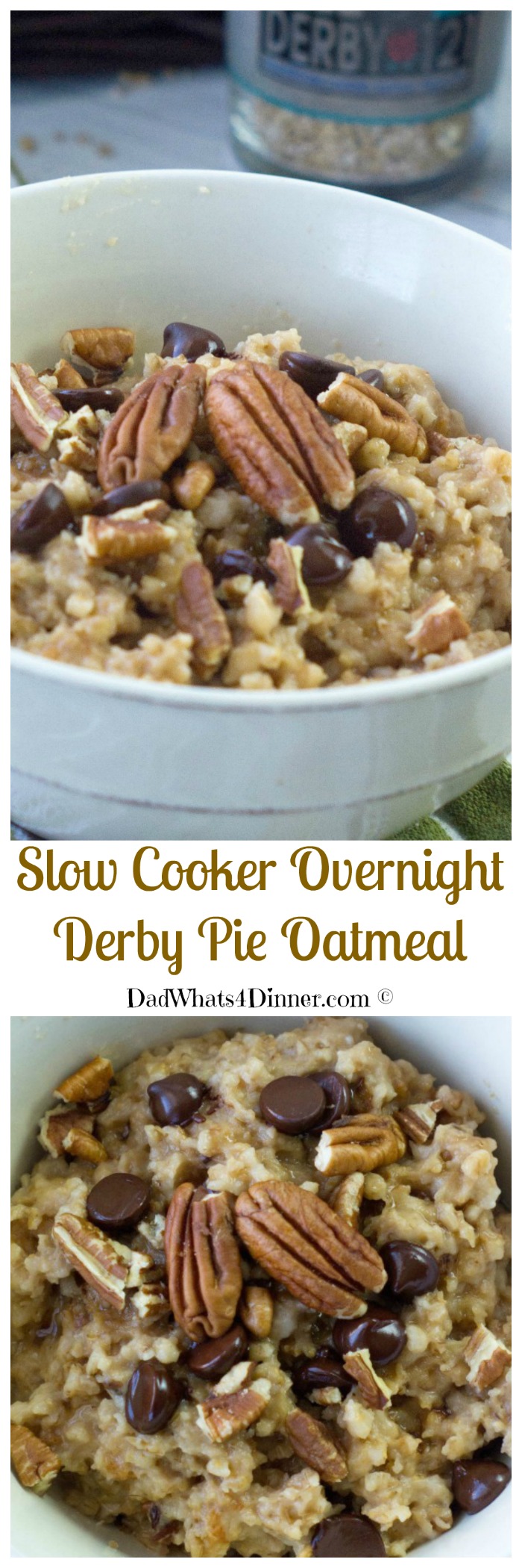 Derby Pie for Breakfast! Yes, sir with my Slow Cooker Overnight Derby Pie Oatmeal Recipe!