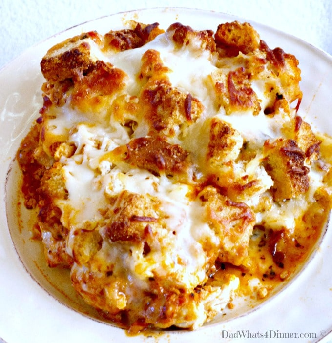 This weeknight Chicken Parmesan Casserole Bake has all the flavors of your favorite Italian dish without all the mess of frying the cutlets. 