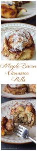 Warm gooey Maple Bacon Cinnamon Rolls are perfect for a weekend brunch or tailgating at your next soccer weekend.