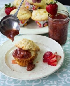 Strawberry Sugar Muffins is the ultimate breakfast or dessert. The sauce is made with fresh strawberries and served over sweet sugar cookie muffin.