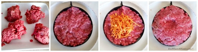 images showing how to form a stuffed cheeseburger