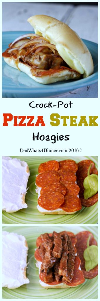 My Slow Cooker Pizza Steak Hoagies is a easy economical weeknight meal. You can feed a family of five for around ten dollars and you don't have to order from your local pizza parlor.