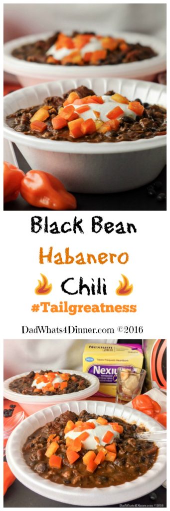 Take your tailgating food to whole new level with my Game Day Black Bean Habanero Chili!!! Healthy and spicy! #Tailgreatness #ad