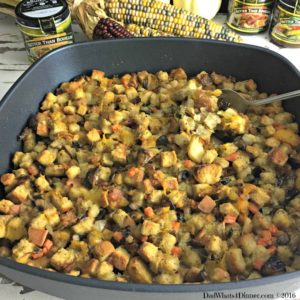 This Thanksgiving try a new twist on stuffing with this Roasted Brussels Sprouts and Butternut Squash Bread Stuffing. Lots of veggies and full of flavor!