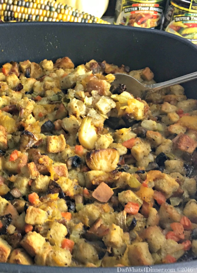 Roasted Brussels Sprouts and Butternut Squash Bread Stuffing