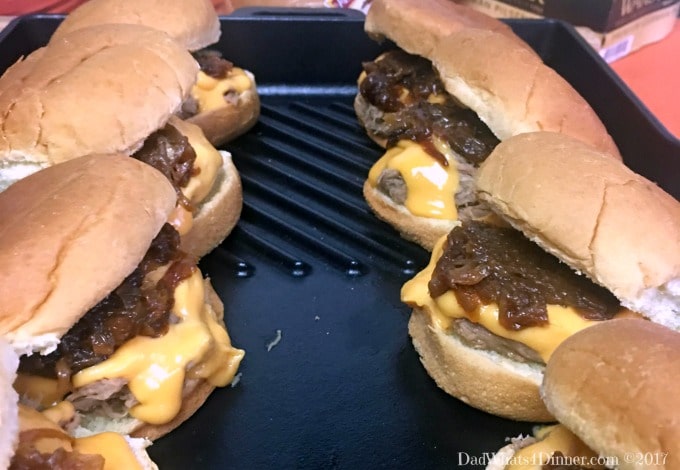 Beer Braised Shredded Beef Sliders are the best non-traditional slider you will ever have. Slow cooked beef, beer cheese, caramelized onions on a soft slider bun.