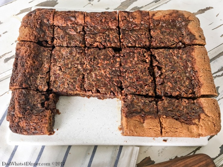 These luscious Derby Day Chocolate Pecan Pie Cookie Bars is the perfect bite size, easy to serve treat for your Derby Day party guests. www.dadwhats4dinner.com