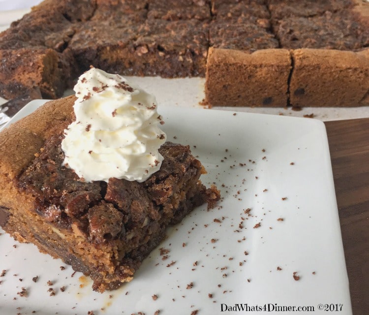 These luscious Derby Day Chocolate Pecan Pie Cookie Bars is the perfect bite size, easy to serve treat for your Derby Day party guests. www.dadwhats4dinner.com