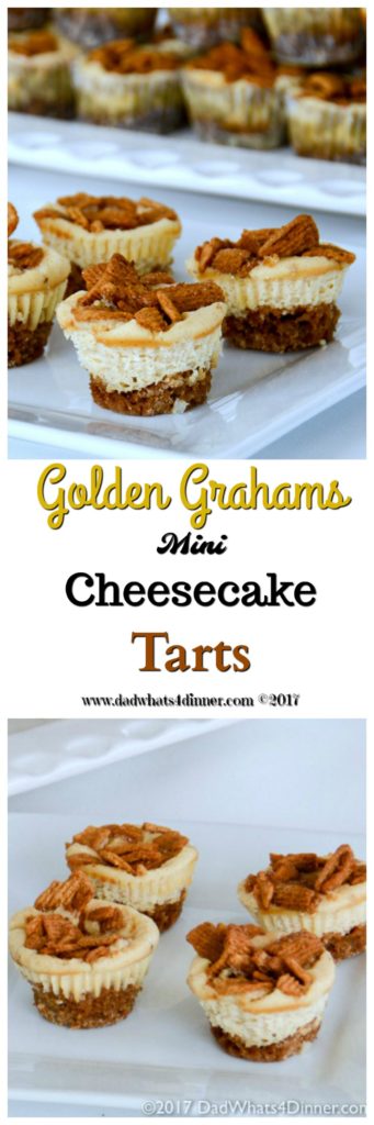 Golden Grahams Mini Cheesecake Tarts is a simple treat the kids can make Dad for Fathers Day. Mini cheesecake tarts made with dads favorite cereal.
