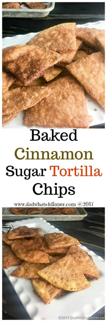 Baked Cinnamon Sugar Tortilla Chips is a healthier version of the Mexican restaurant classic. A great recipe to get your kids started in the kitchen.