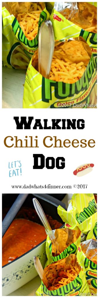 You will be the star at your next tailgate with this easy to make Walking Chili Cheese Dog recipe. All the great Cheese Coney flavor, but no bun needed!