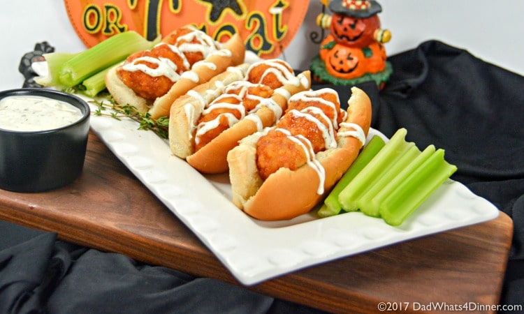 Try these Boneless Honey BBQ Chicken Roll with Creamy Ranch Sauce for a quick and simple trick or treat night snack you can make with your kids.