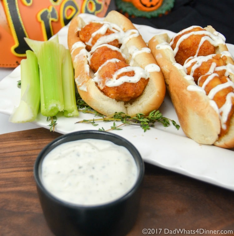Try this Boneless Honey BBQ Chicken Roll with Creamy Ranch Sauce for a quick and simple trick or treat night snack you can make with your kids.